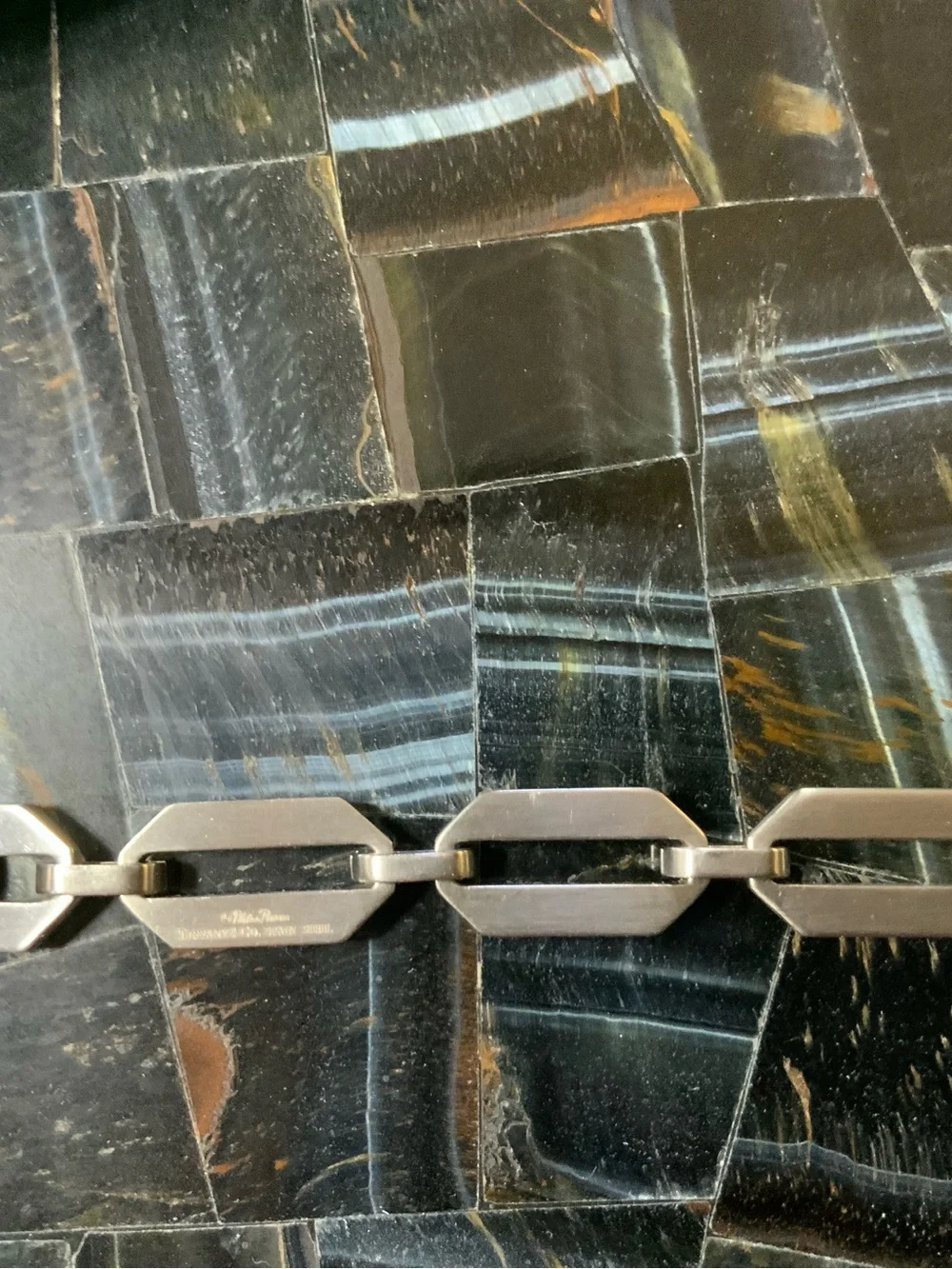 Tiffany & Co. Silver Geometric Link Bracelet w Tiffany Blue Pouch-Men’s/Woman